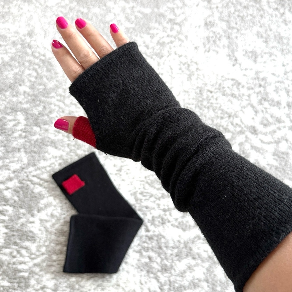 Black Arm Warmers with red contrast